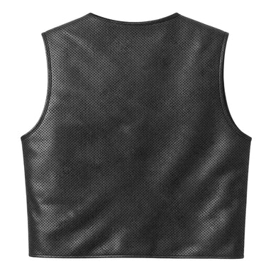 Legendary Beatdown™ Perforated Leather Cropped Motorcycle Vest – V Neck Collar