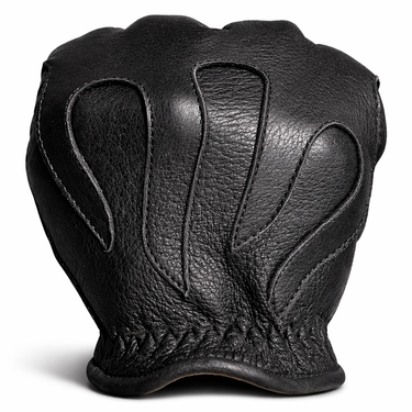 Legendary 'Spitfire' Black Deerskin Short Wrist Touchscreen Motorcycle Gloves
