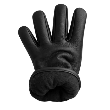 Side profile of Legendary fleece lined deerskin fleece gloves, highlighting construction detail