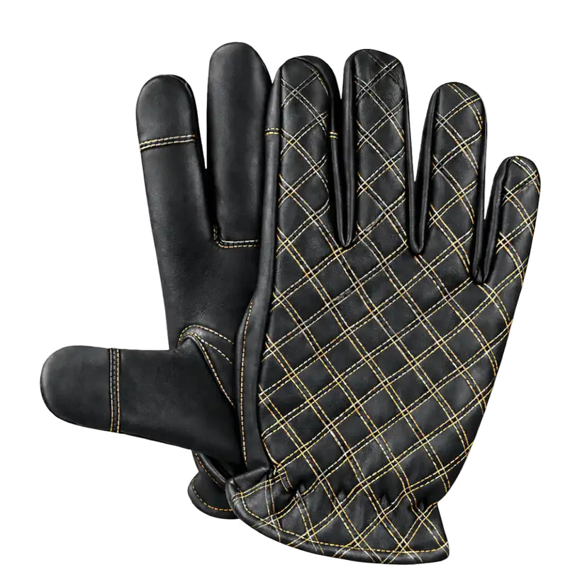 Close-up of the stitching and construction on the Double-Diamond Touchscreen Gloves made in USA