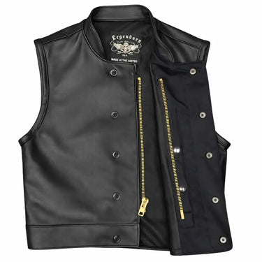 Size: Small Sample 3" Cropped Leather Motorcycle Vest LowLife Final Sale