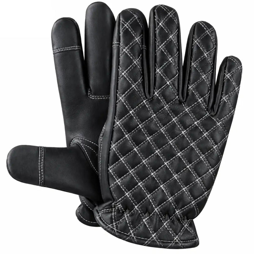 Primary view of Legendary short wrist white deerskin gloves, with brand detailing visible