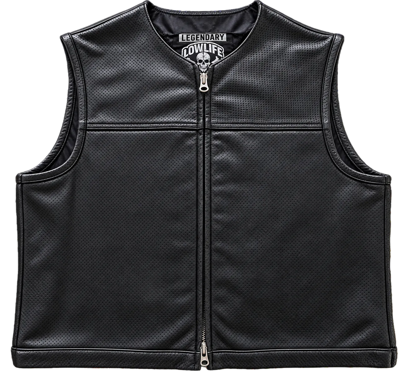 LowLife ‘2Fer1’ Cropped Perforated Leather Vest