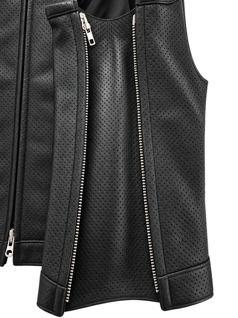 LowLife ‘2Fer1’ Cropped Perforated Leather Vest