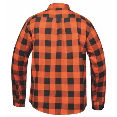 Men's Black and Orange Flannel Shirt by DERRINGER Flannel Co. in black flannel — view 2 of 3