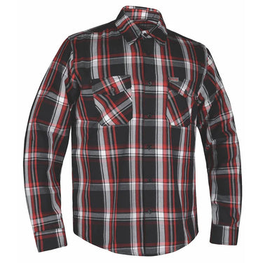 Men's Black and Red Flannel Shirt by DERRINGER Flannel Co. in black flannel