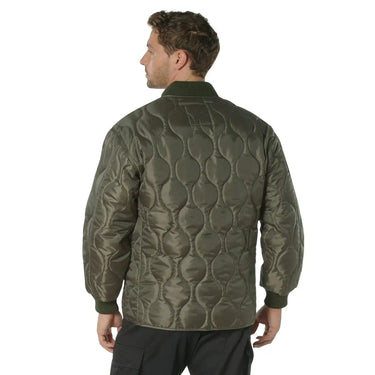 Side profile of Rothco men's concealed carry jacket, with hardware and stitching visible
