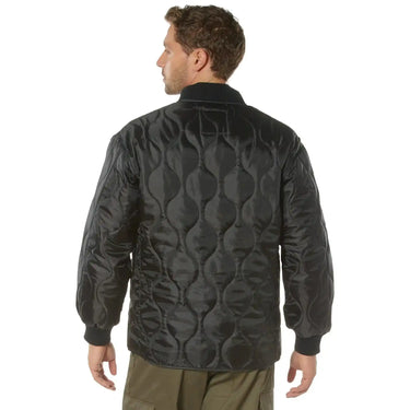 Back view of Rothco men's concealed carry jacket, showing detailed construction features