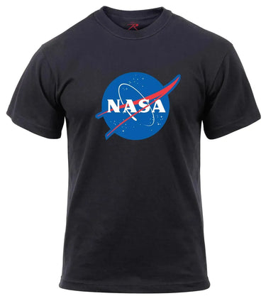 Front-facing view of Mens NASA Meatball Logo Black T-Shirt, shown on plain studio background
