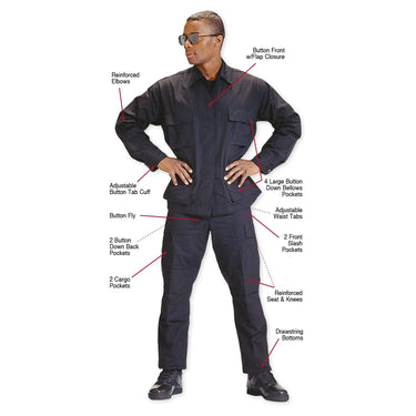 Alternate angle of Rothco men's rip-stop cotton poly shirt, showing additional product detail