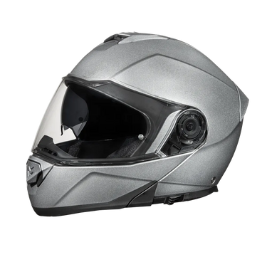 Daytona Glide Modular Motorcycle Helmet - Bluetooth Ready, Dual Visor - Silver Metallic | DOT Approved