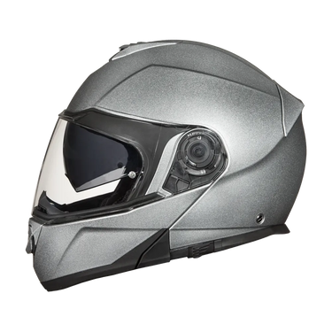 Daytona Glide Modular Motorcycle Helmet - Bluetooth Ready, Dual Visor - Silver Metallic | DOT Approved