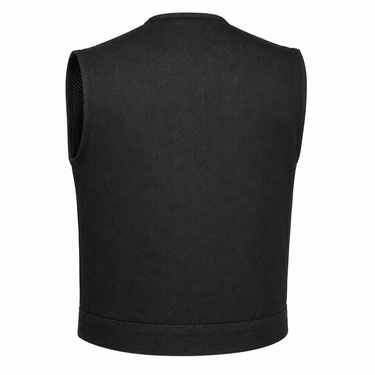 Legendary 'Cutdown' Collarless Cropped Black Denim Motorcycle Vest