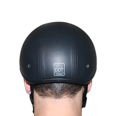 D.O.T. Daytona Skull Cap- Leather Covered