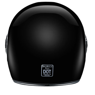 Daytona Retro Full Face Motorcycle Helmet: Vintage Style - Hi-Gloss Black w/ Chrome | DOT Approved