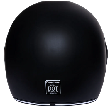 Daytona Retro Full Face Motorcycle Helmet: Vintage Style - Dull Black W/ Dull Black Accents | DOT Approved
