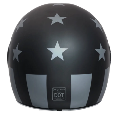 Daytona Retro Full Face Motorcycle Helmet: Vintage Style - Captain America Stealth | DOT Approved