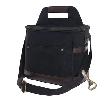 Side profile of Rothco insulated canvas cooler bag, with hardware and stitching visible