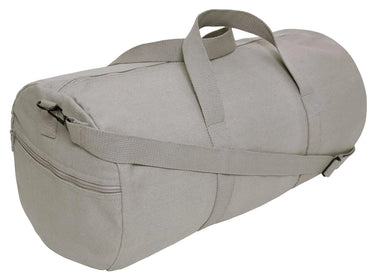 Back view of Rothco Canvas Shoulder Duffle Bag, with additional view from another angle