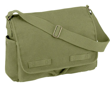 Alternate angle of Rothco Classic Canvas Messenger Bag, highlighting construction detail