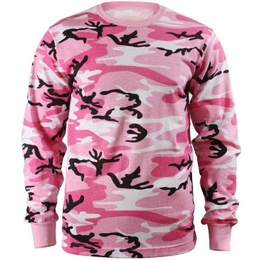 Rear view of Men's Rothco tactical camouflage shirt, with additional view from another angle