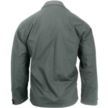 Construction detail of Rothco men's rip-stop shirt, with closer view of trim and finish