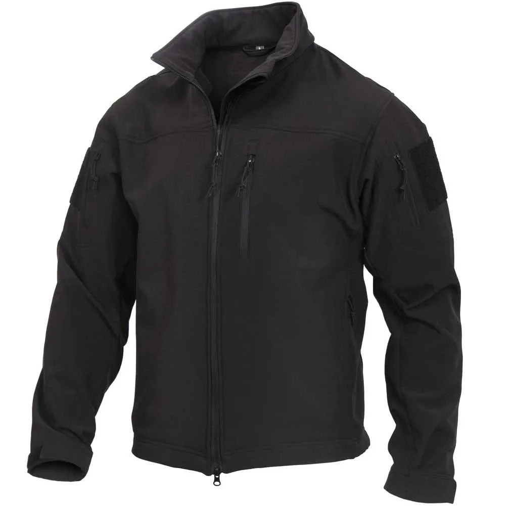 Front-facing view of Rothco men's tactical softshell jacket, shown on plain studio background