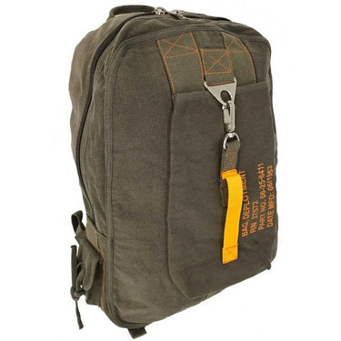 Back view of Rothco Vintage Canvas Flight Bag, with additional view from another angle