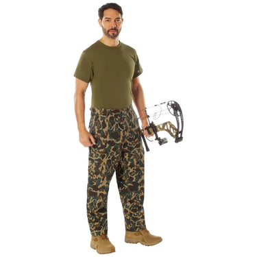 Close-up showing Rothco tactical camo tactical pants, with closer view of trim and finish