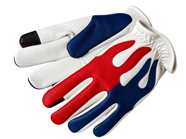 Spitfire 'Red, White & Bruised' Short Wrist Deerskin Touchscreen Motorcycle Gloves