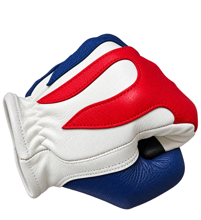 Spitfire 'Red, White & Bruised' Short Wrist Deerskin Touchscreen Motorcycle Gloves