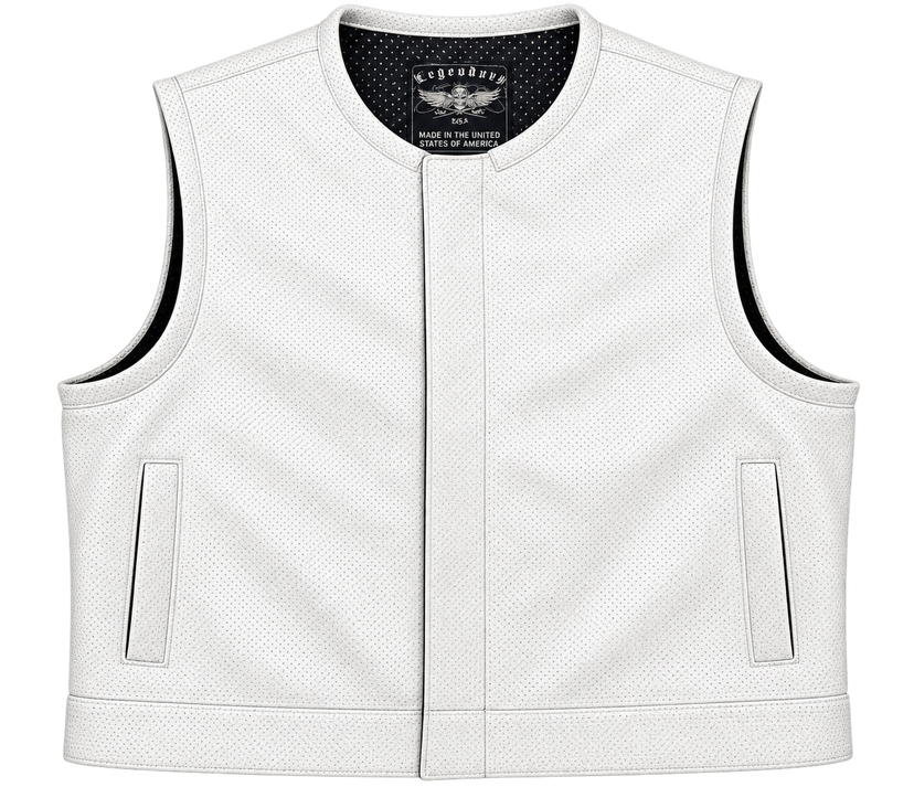 Legendary LowLife 'White Monster' Perforated Leather Club Vest