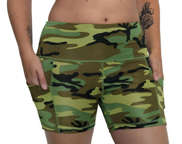 Additional product view of Women's Camo Legging Workout Shorts, showing rear panel detail