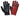 Black and red leather motorcycle gloves on a white background.