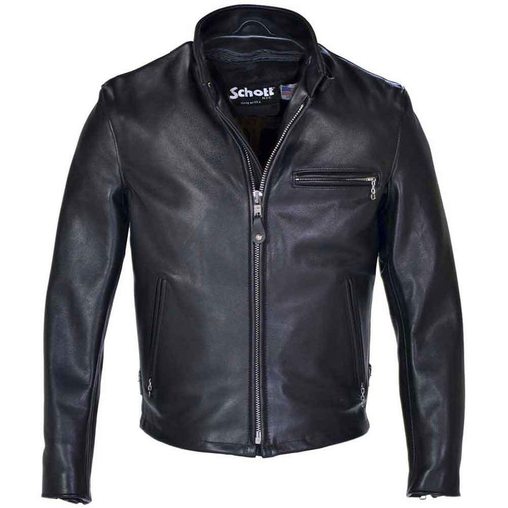 Schott NYC Mens 141 Cafe Racer Leather Motorcycle Jacket