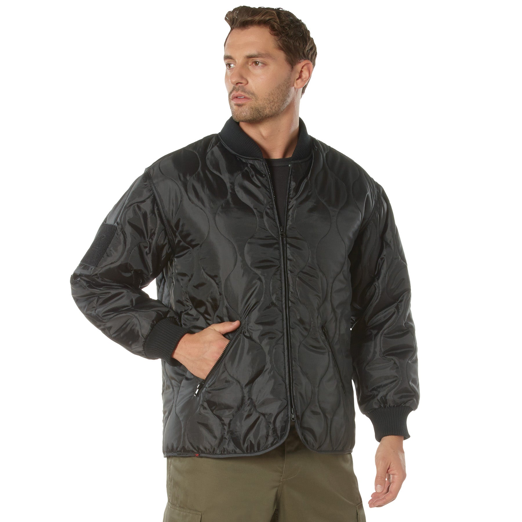 Mens Concealed Carry Quilted Woobie Jacket - Black by Rothco