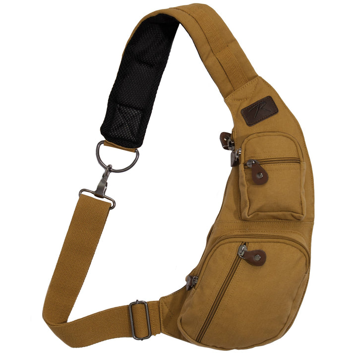 Crossbody Canvas Sling Bag Coyote - Final Sale Ships Same Day