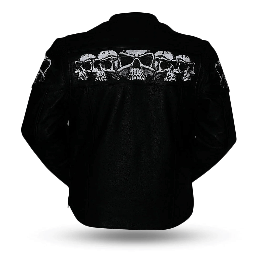 First Mfg Savage Skulls Men's Motorcycle Leather Jacket