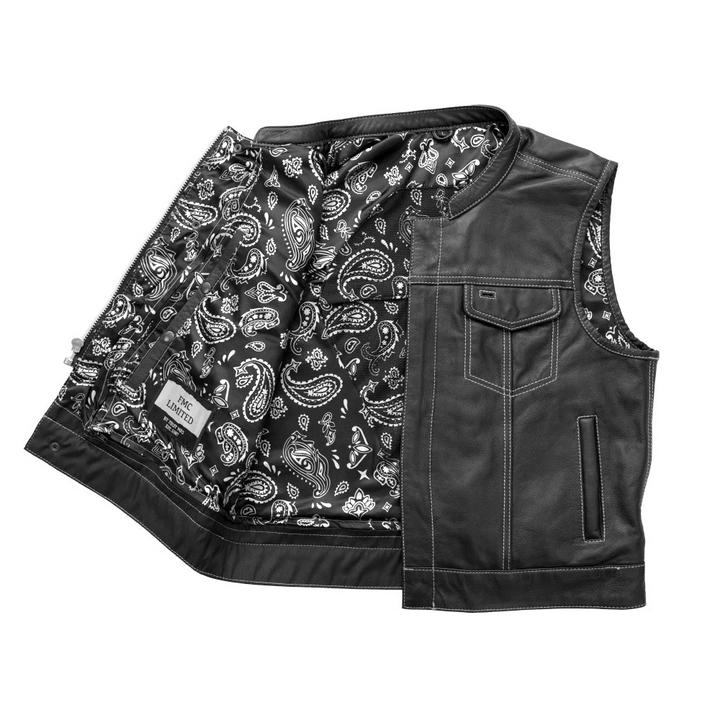 The Club Cut Men's Motorcycle Leather Vest, Multiple Color Options