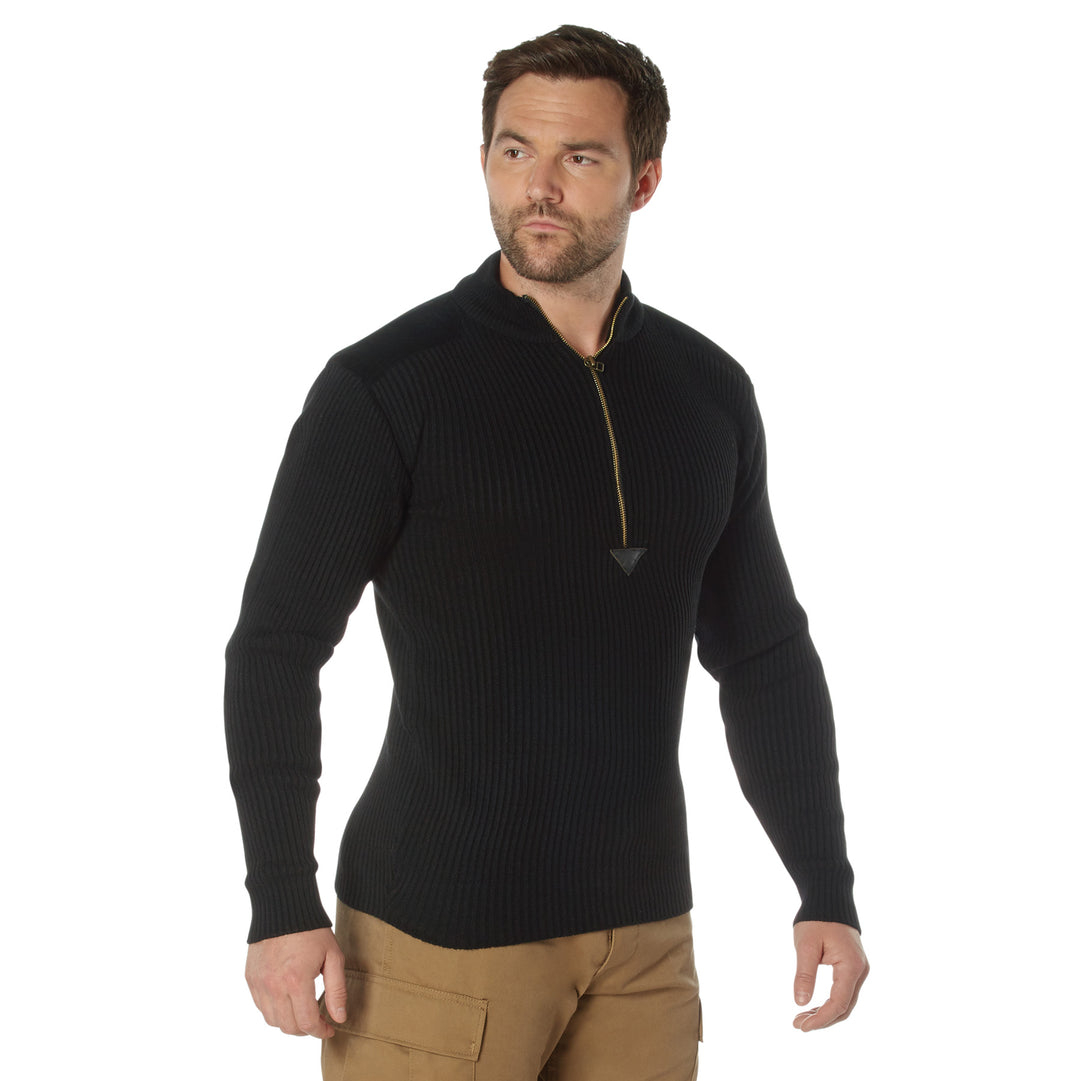 Quarter Zip Acrylic Commando Sweater by Rothco