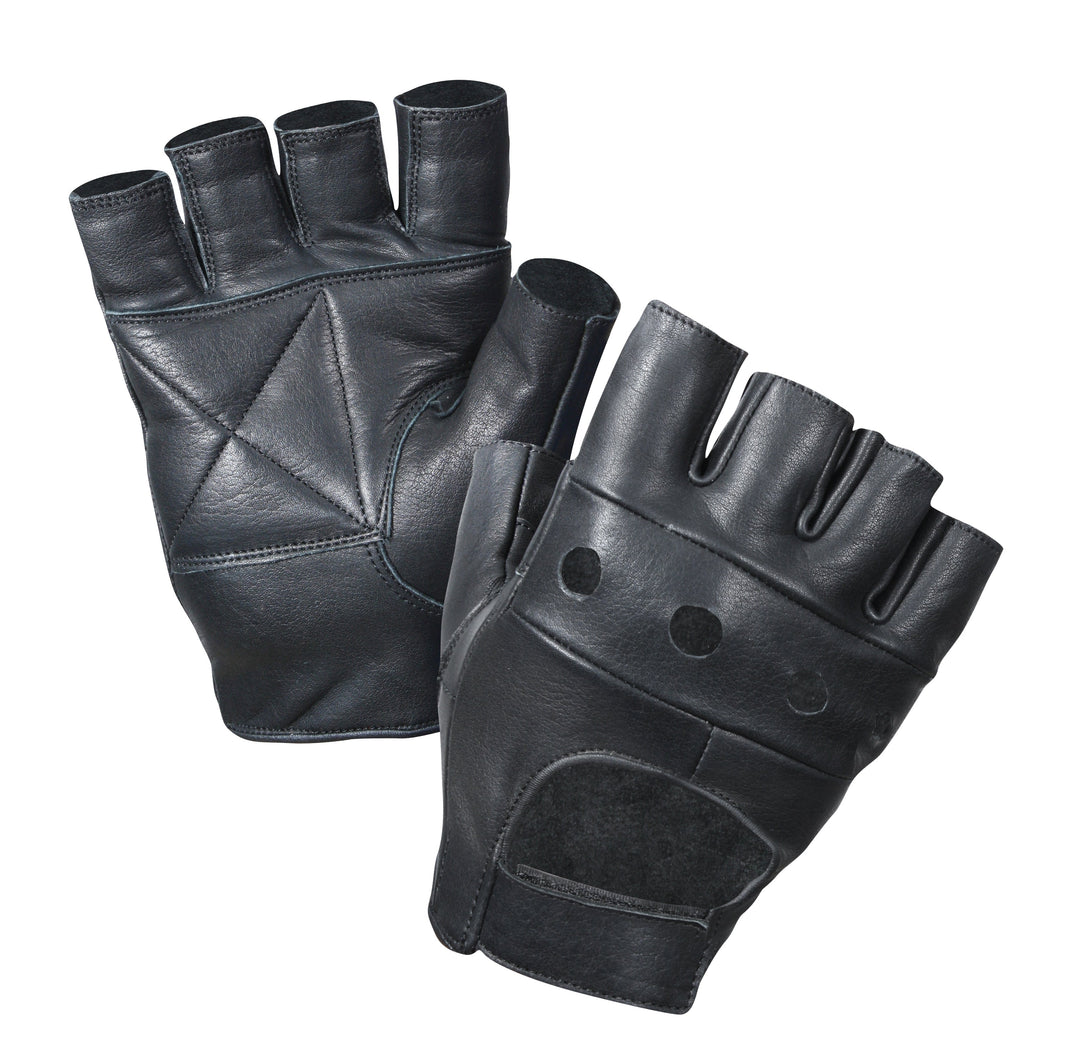 Fingerless Motorcycle Biker Gloves Genuine Cowhide Leather