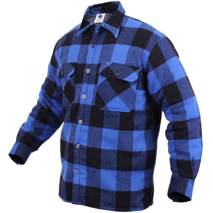 Mens Extra Heavyweight Buffalo Plaid Sherpa Lined Flannel Shirts - Blue by Rothco