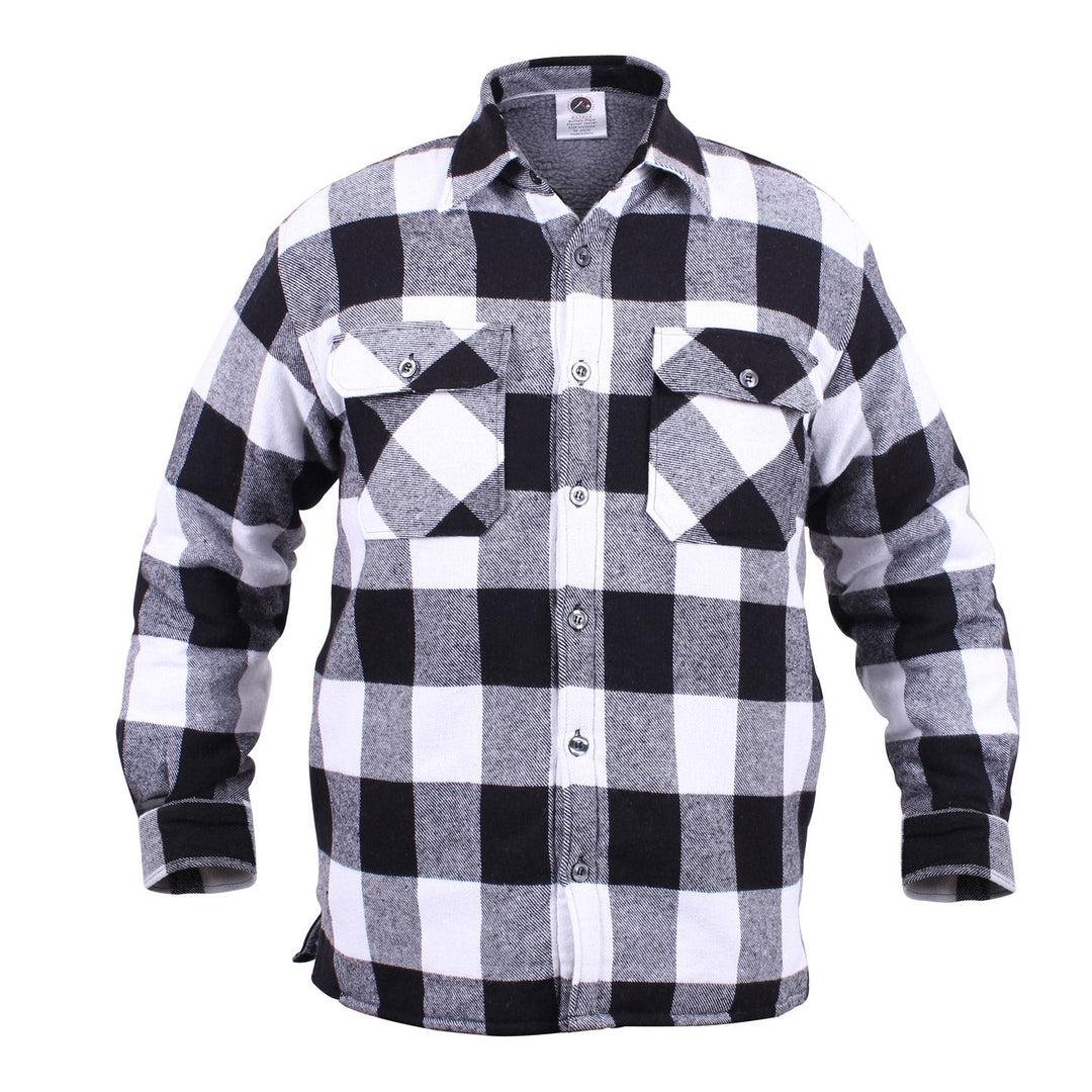 Mens Extra Heavyweight Buffalo Plaid Sherpa Lined Flannel Shirts - White by Rothco