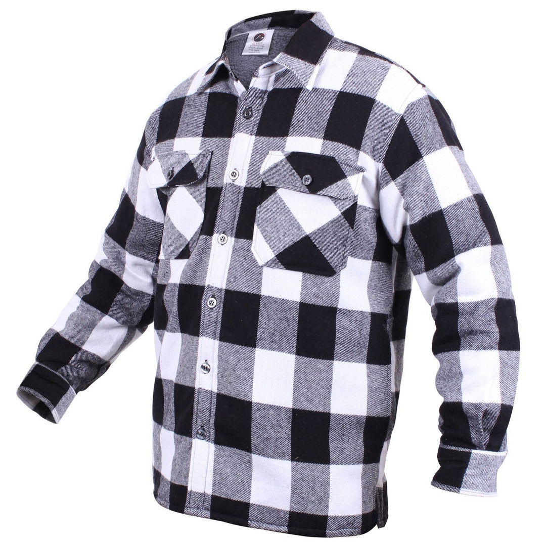 Mens Extra Heavyweight Buffalo Plaid Sherpa Lined Flannel Shirts - White by Rothco