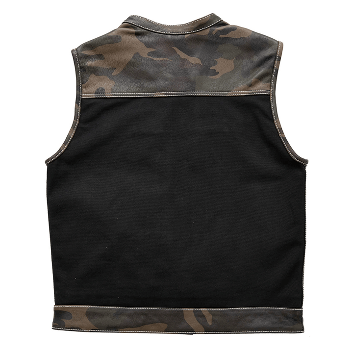 First Mfg Infantry Motorcycle Leather Canvas Vest