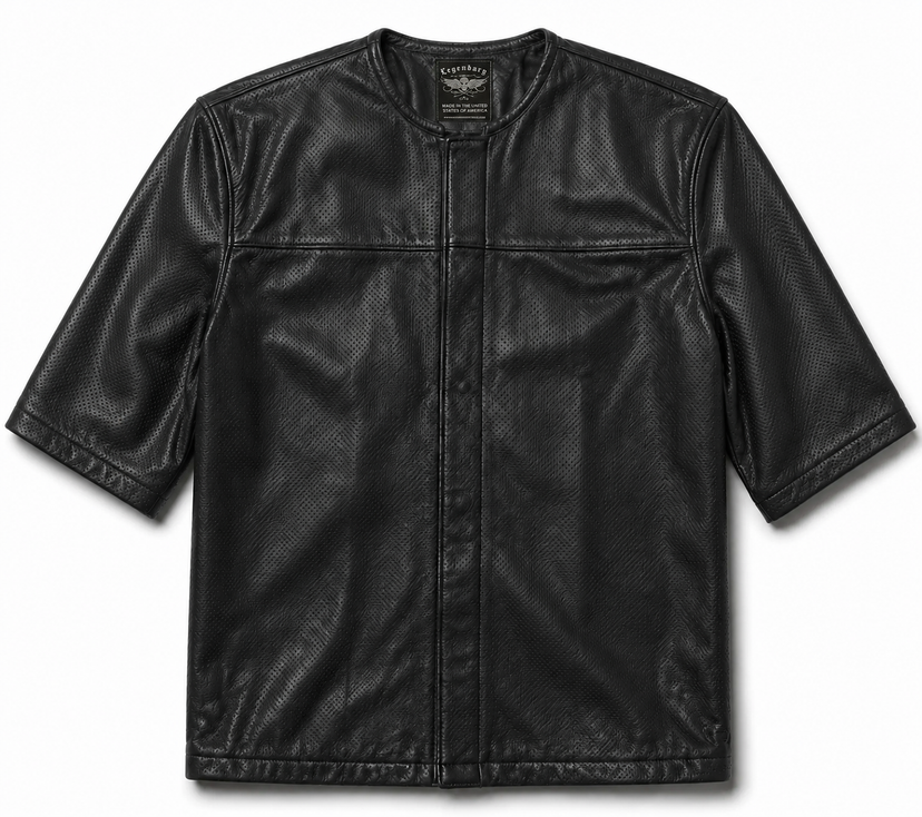 Legendary '3 Quarter Order' 3/4 Perforated Leather Sleeve Riding Shirt | Made in USA