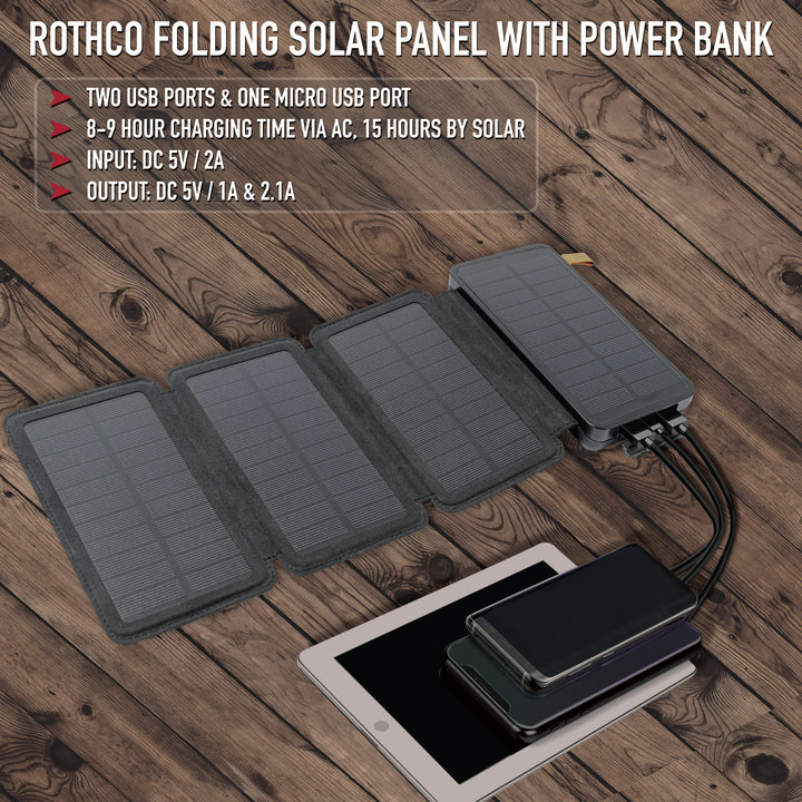 Folding Solar Panel with Power Bank by Rothco