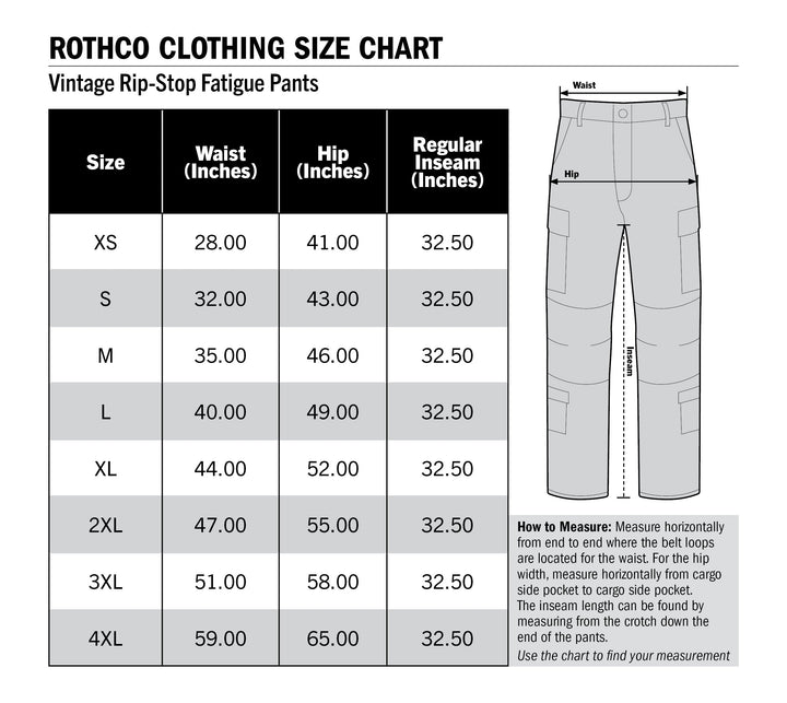 Rothco Mens Vintage Vietnam Rip-Stop Fatigue Pants Size MEDIUM - Final Sale Ships Same Day