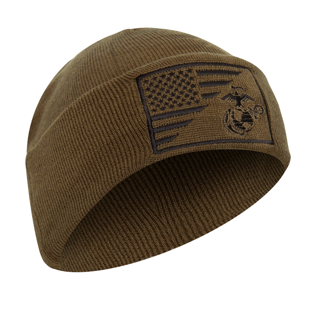 USMC Eagle, Globe and Anchor / US Flag Deluxe Fine Knit Watch Cap by Rothco