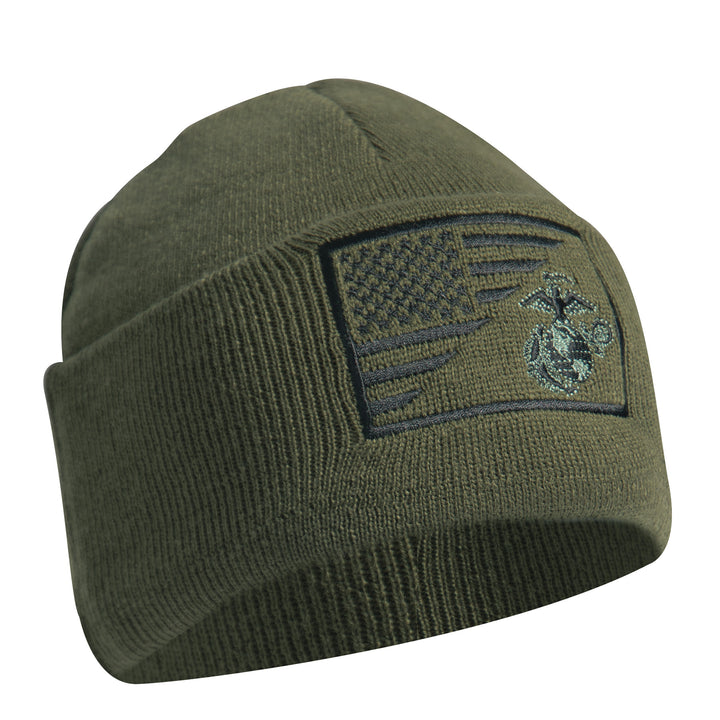 USMC Eagle, Globe and Anchor / US Flag Deluxe Fine Knit Watch Cap by Rothco